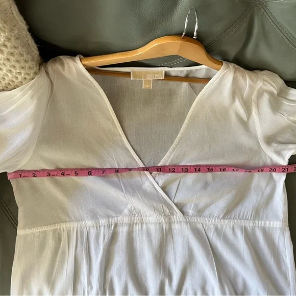 NWOT MICHAEL Michael Kors CRISP WHITE Embroidered LACE V-NECK Cotton BLOUSE L - Picture 14 of 17